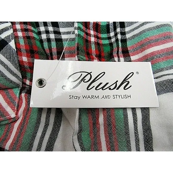 Plush Pajama Set Plaid Shorts &amp; Sleeveless Top