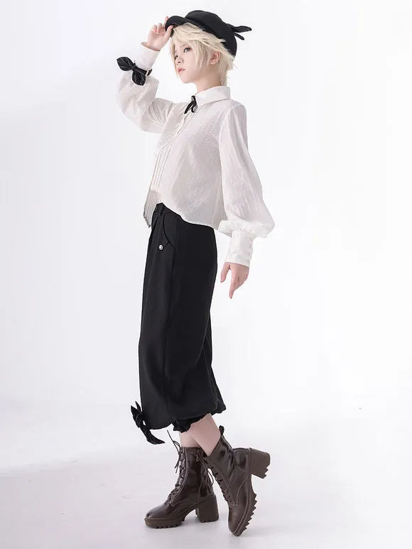 【Pre-sell】 Gothic Lolita Ouji Fashion Bows Long Sleeves Blouse Shirt