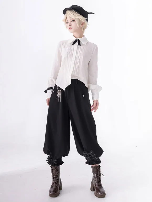 【Pre-sell】 Gothic Lolita Ouji Fashion Bows Long Sleeves Blouse Shirt