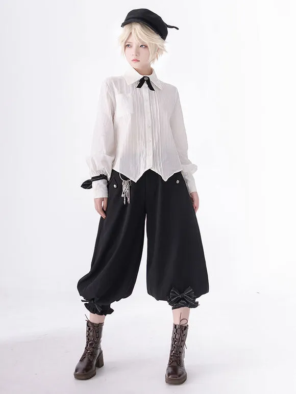 【Pre-sell】 Gothic Lolita Ouji Fashion Bows Long Sleeves Blouse Shirt