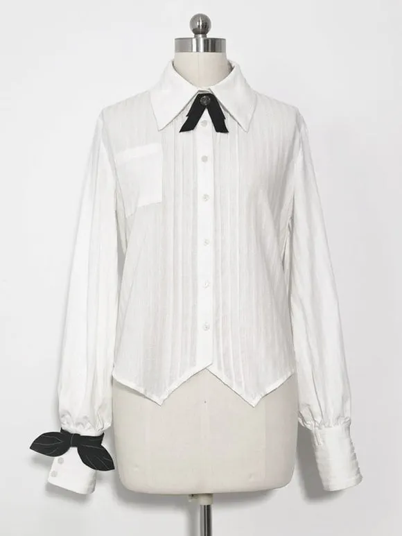 【Pre-sell】 Gothic Lolita Ouji Fashion Bows Long Sleeves Blouse Shirt