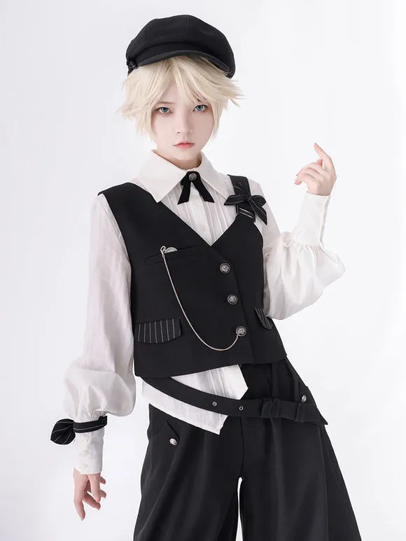 【Pre-sell】 Gothic Lolita Ouji Fashion Bows Long Sleeves Blouse Shirt
