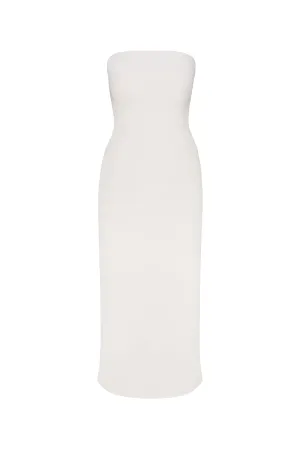 PREORDER: Strapless Midi Dress in Stretch Twill