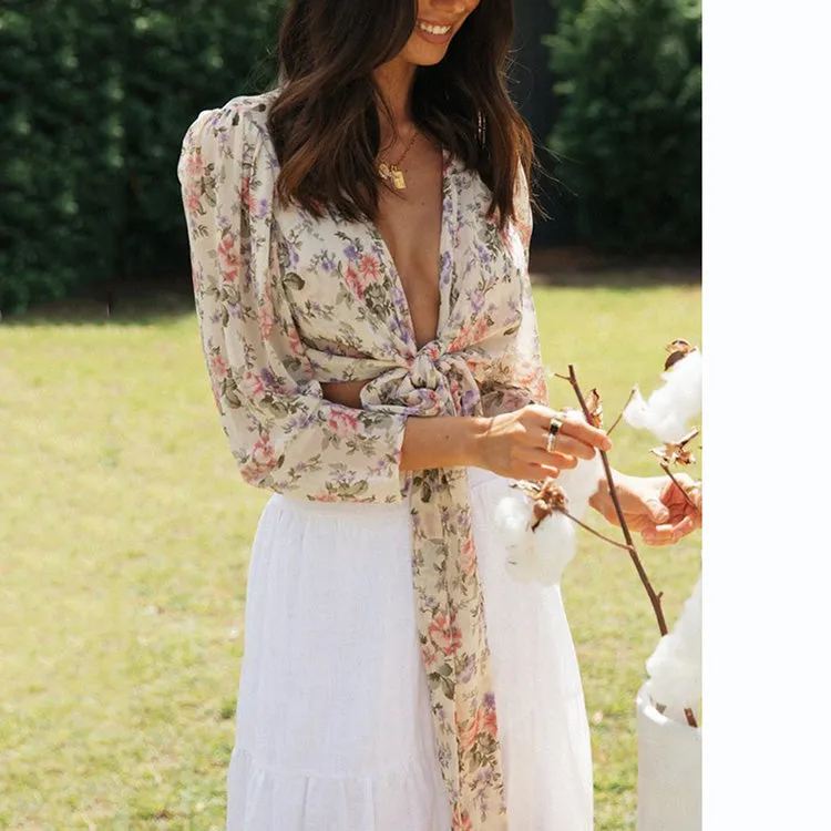 Puff Sleeve V-Neck Sexy Cardigan