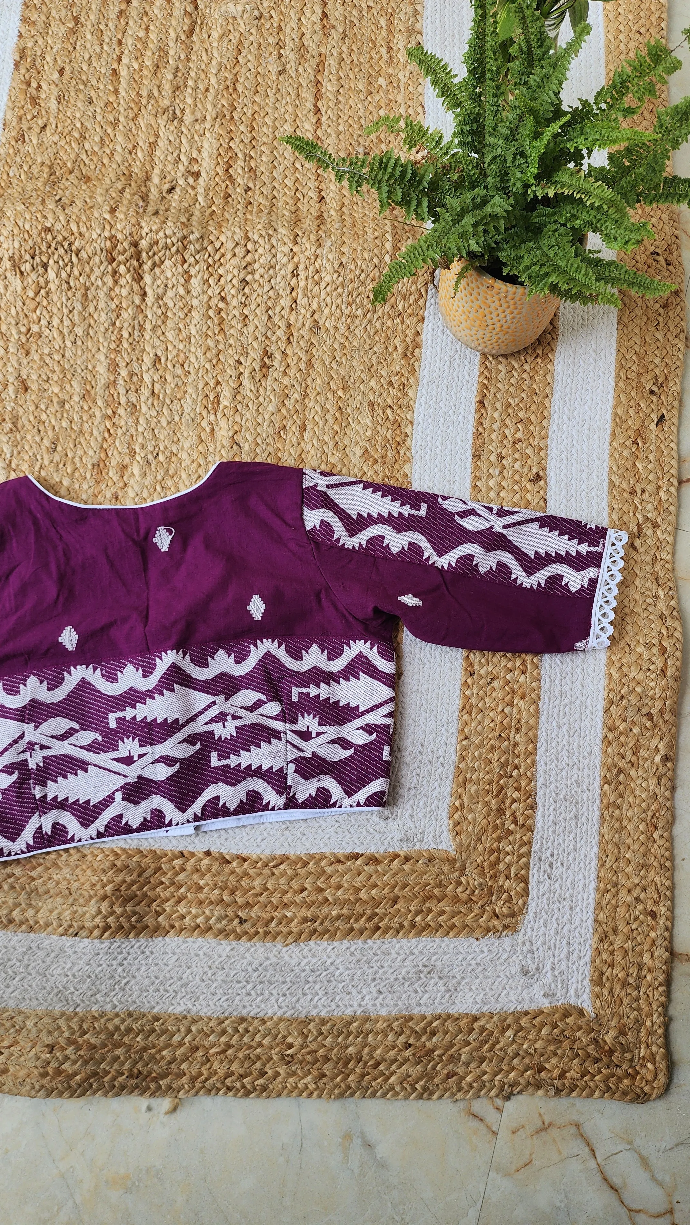 Purple Jamdani Cotton Blouse
