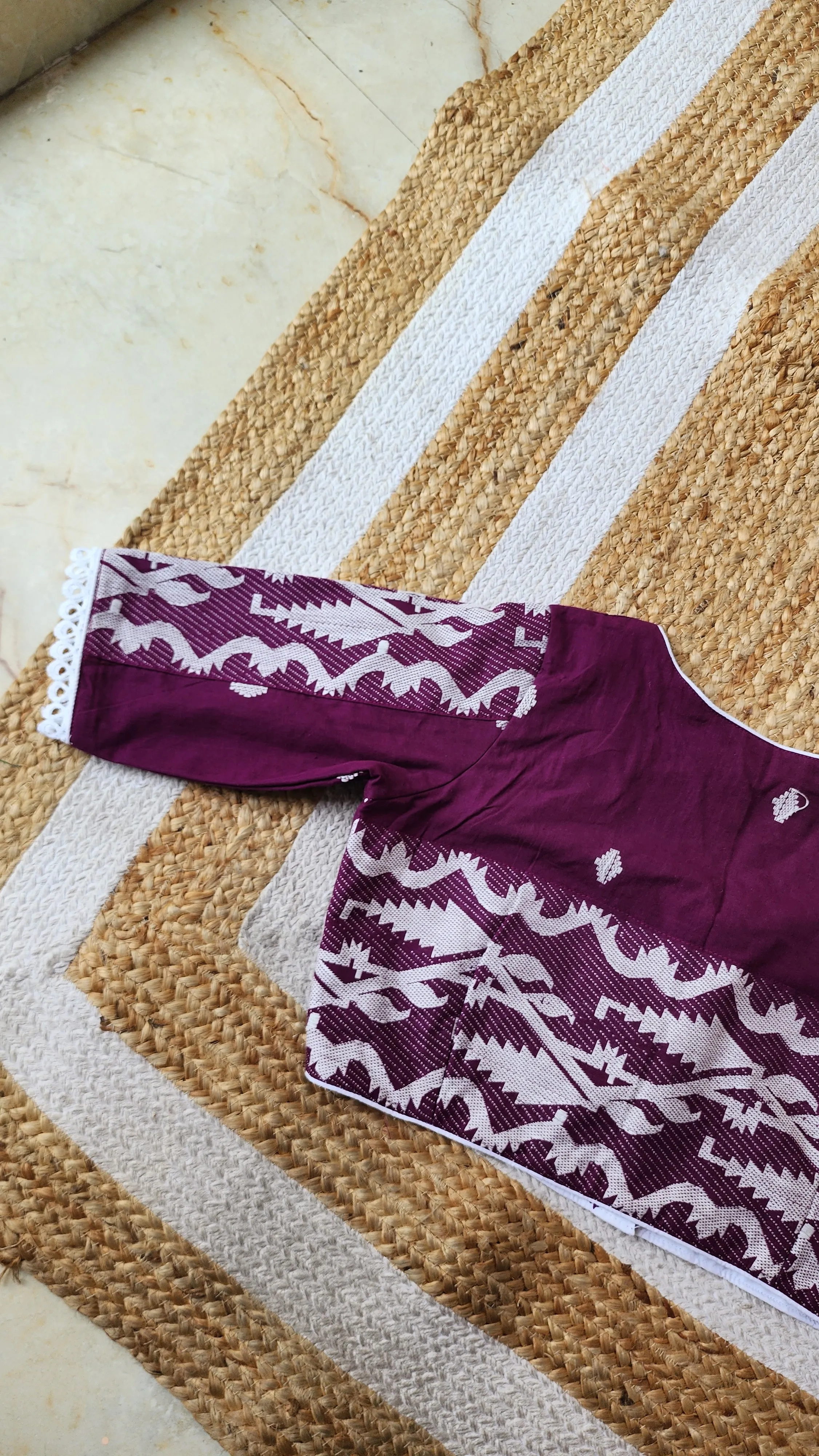 Purple Jamdani Cotton Blouse