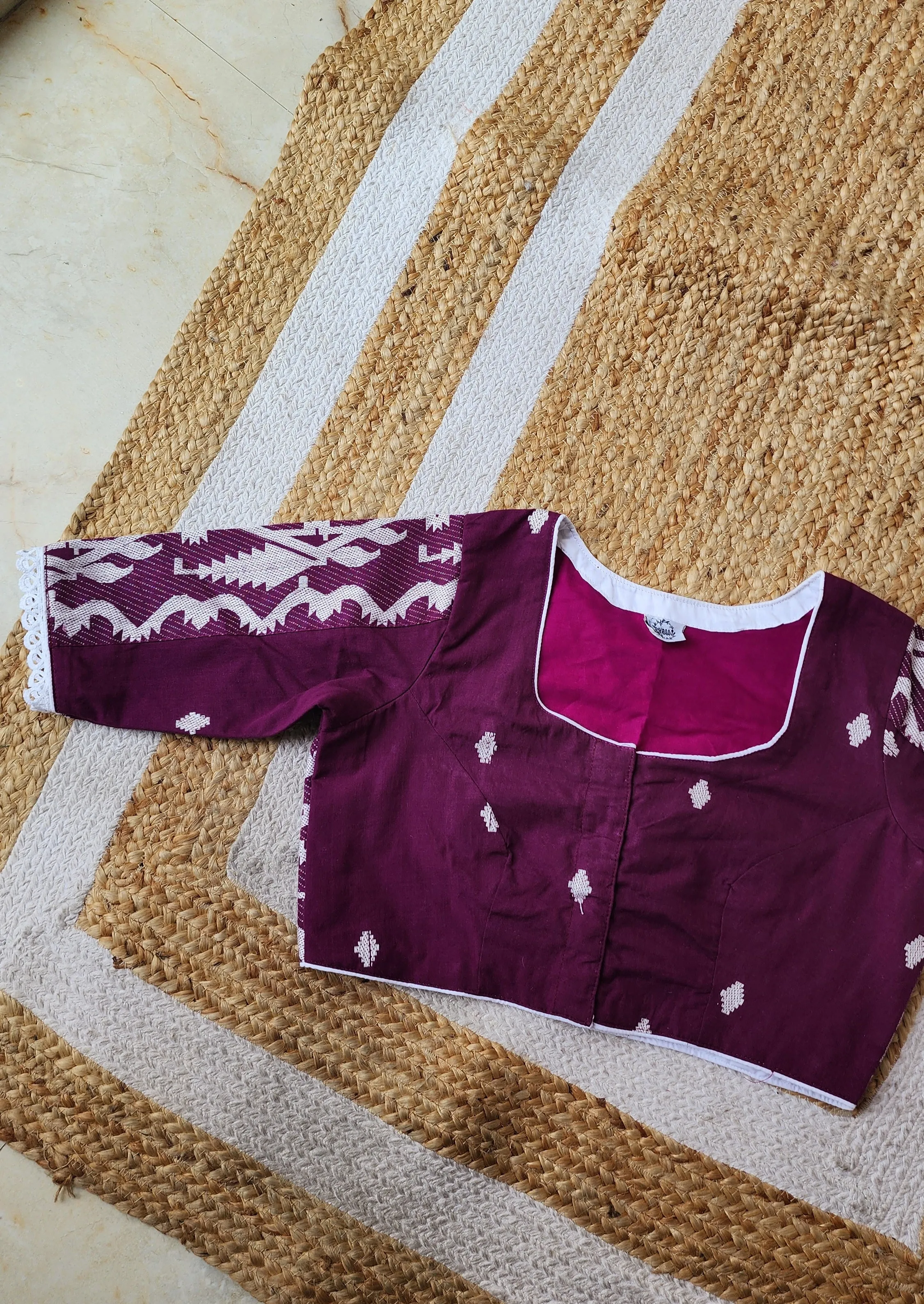 Purple Jamdani Cotton Blouse