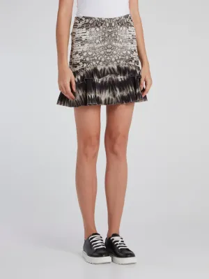 Python Effect Frill Hem Mini Skirt