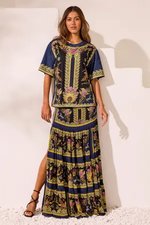 Queen Of Savannah Maxi Skirt w Side Slit