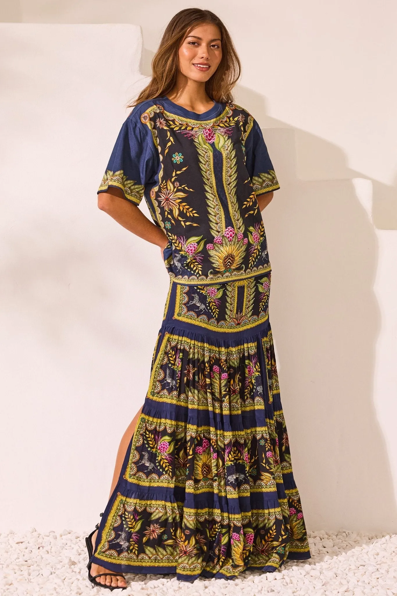 Queen Of Savannah Maxi Skirt w Side Slit