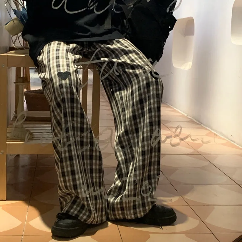 "PLAID HEART PATTERN CHECKED" TROUSERS H032602