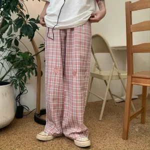 "PLAID HEART PATTERN CHECKED" TROUSERS H032602