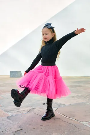 Rachel tulle midi skirt in fuchsia