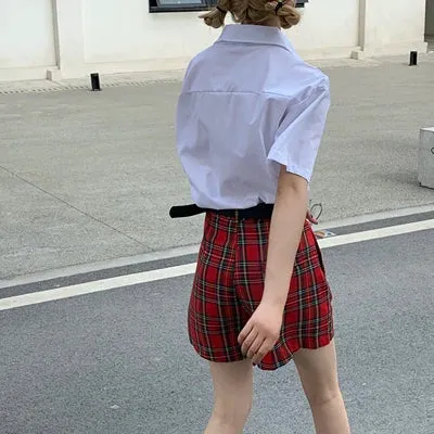 Red Plaid Sexy Summer Shorts