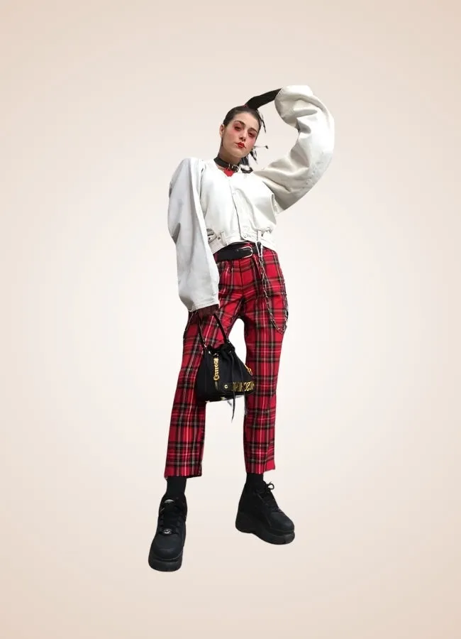 Red Steampunk Plaid Pants