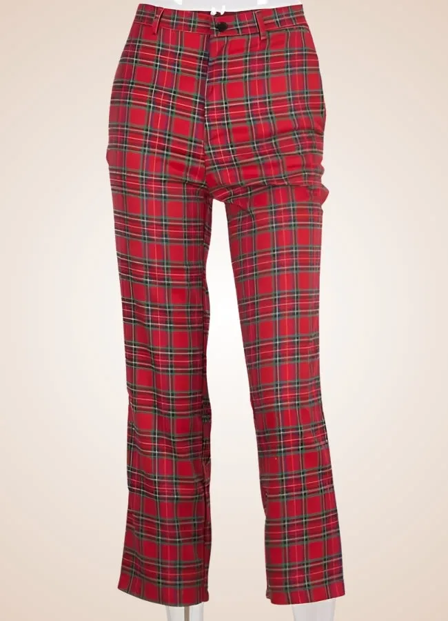 Red Steampunk Plaid Pants