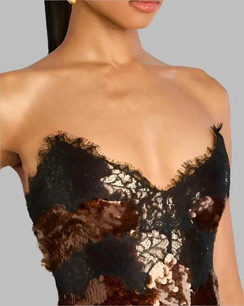 RETROFETE | Ellen Sequin Dress | Deep Brown