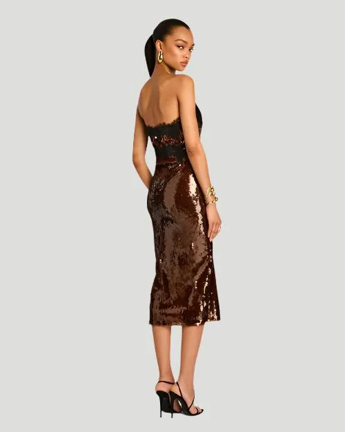 RETROFETE | Ellen Sequin Dress | Deep Brown