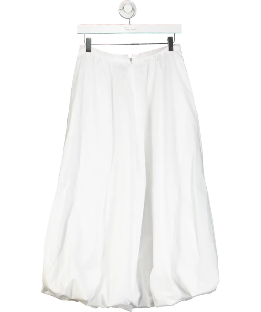 River Island White Bubble Hem Midi Skirt UK 8