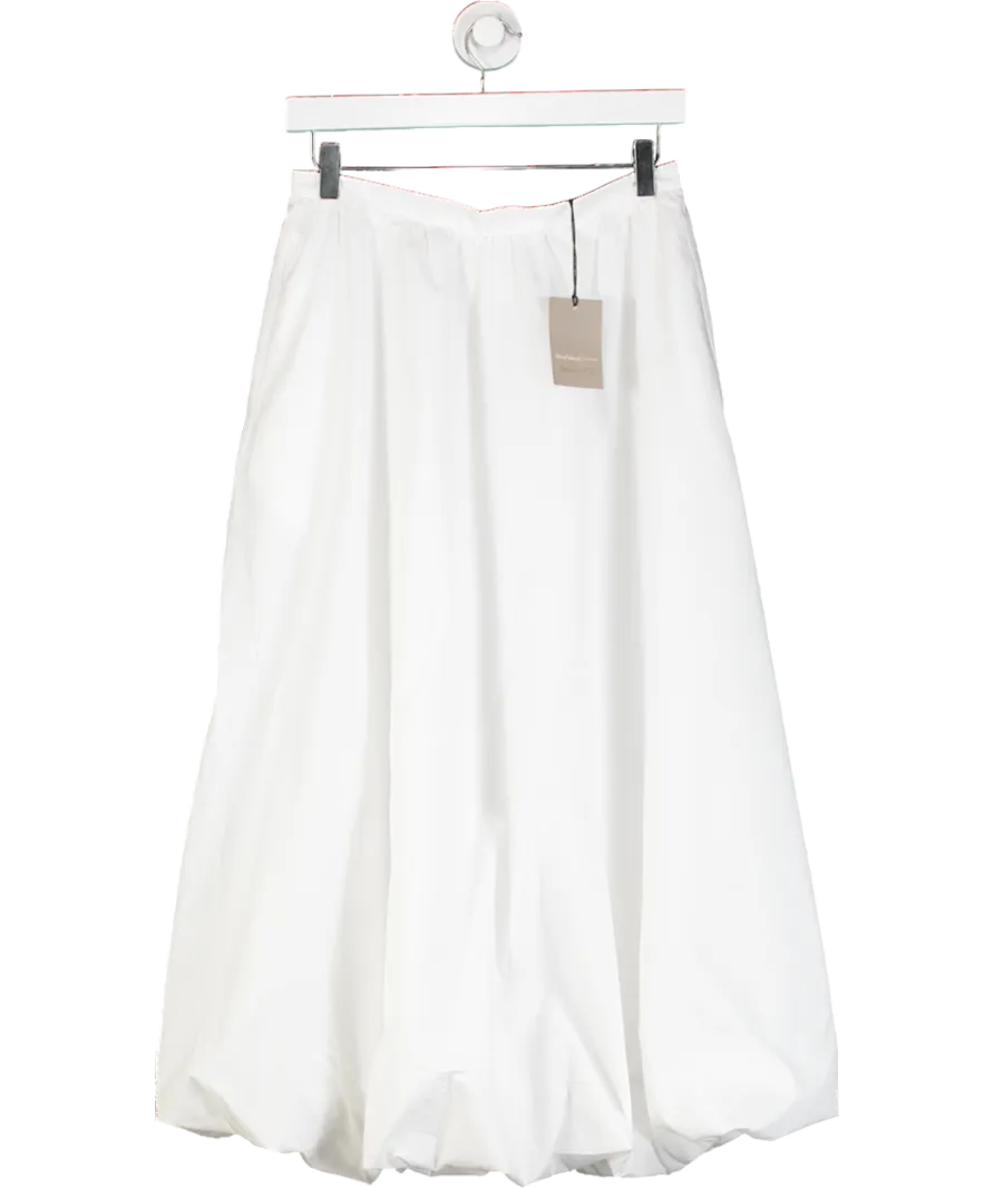 River Island White Bubble Hem Midi Skirt UK 8