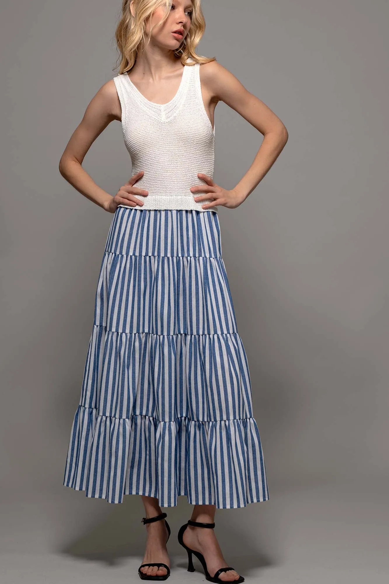 Riviera Stripe Tiered Dress
