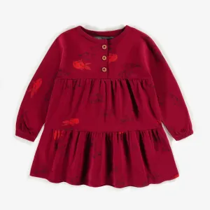 Robe rouge à volants étagés, bébé || Red dress with tiered ruffles, baby