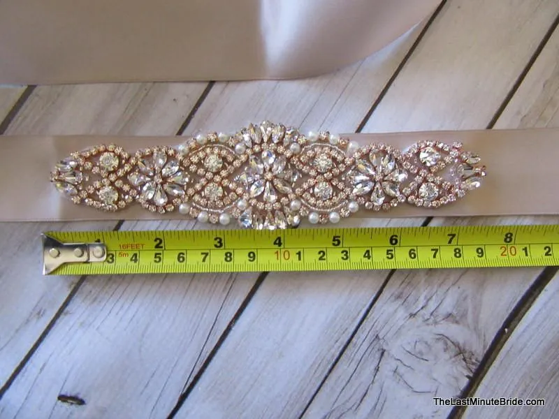 Rose Gold Rhinestone Beaded Belt Style: Napa