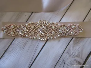 Rose Gold Rhinestone Beaded Belt Style: Napa