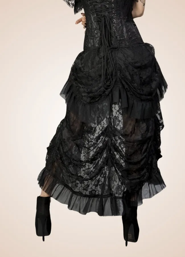 Ruffled Mesh Steampunk Skirt