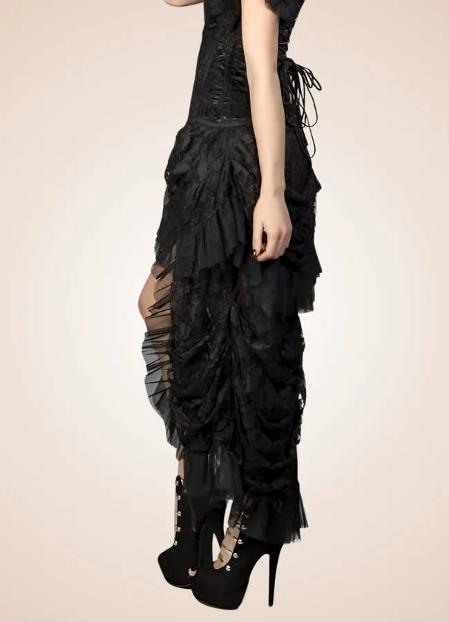 Ruffled Mesh Steampunk Skirt