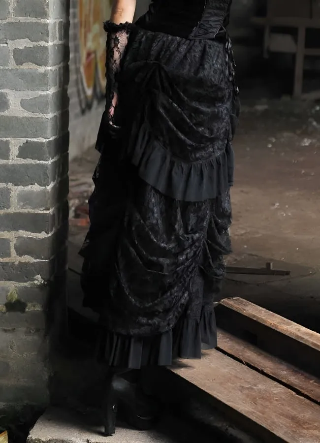 Ruffled Mesh Steampunk Skirt
