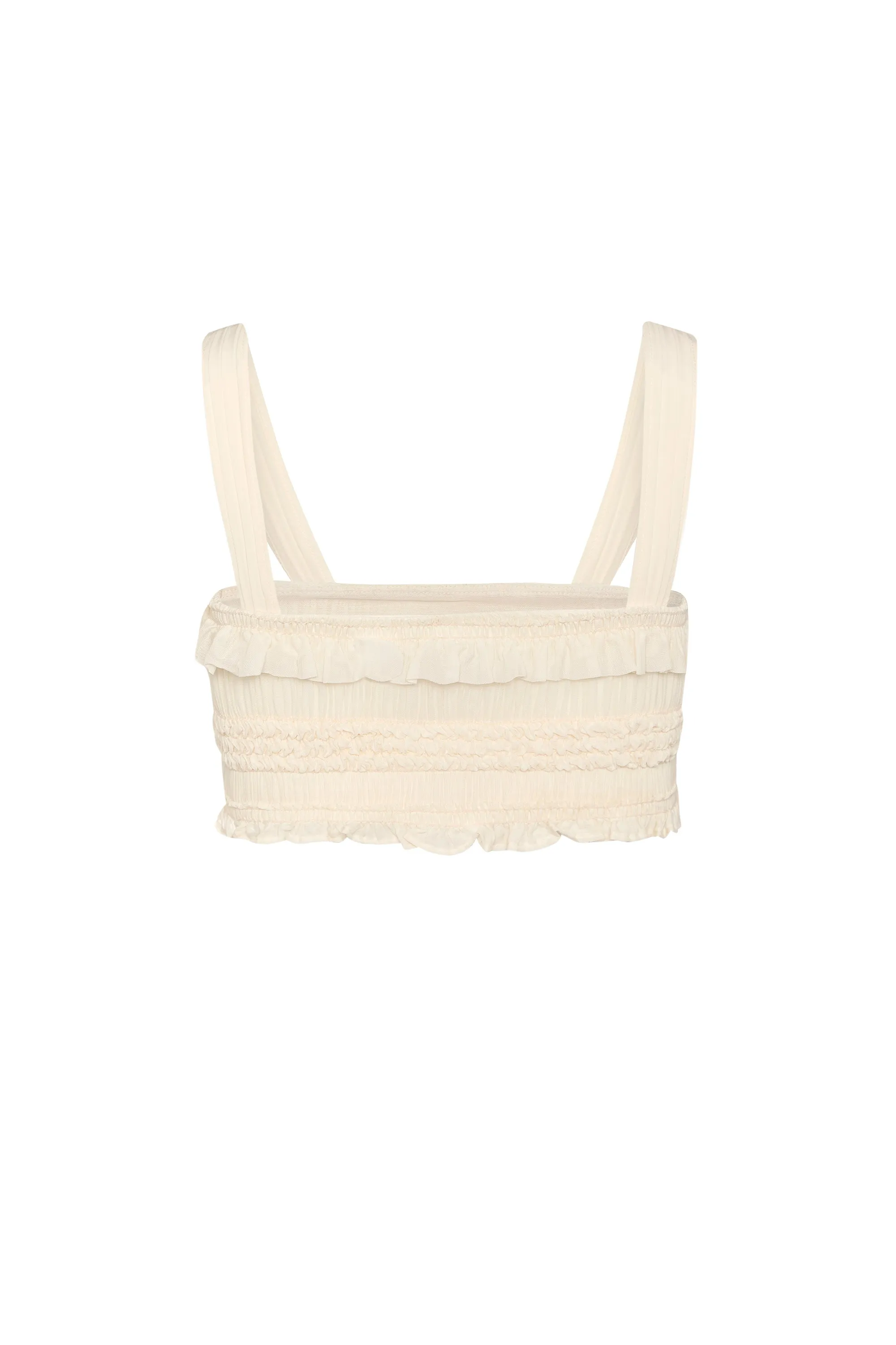 Ruffled Tie-Front Crop Top in Ivory