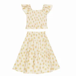 RYLEE   CRU- Daisies Zayla Top & Tiered Midi Skirt Set