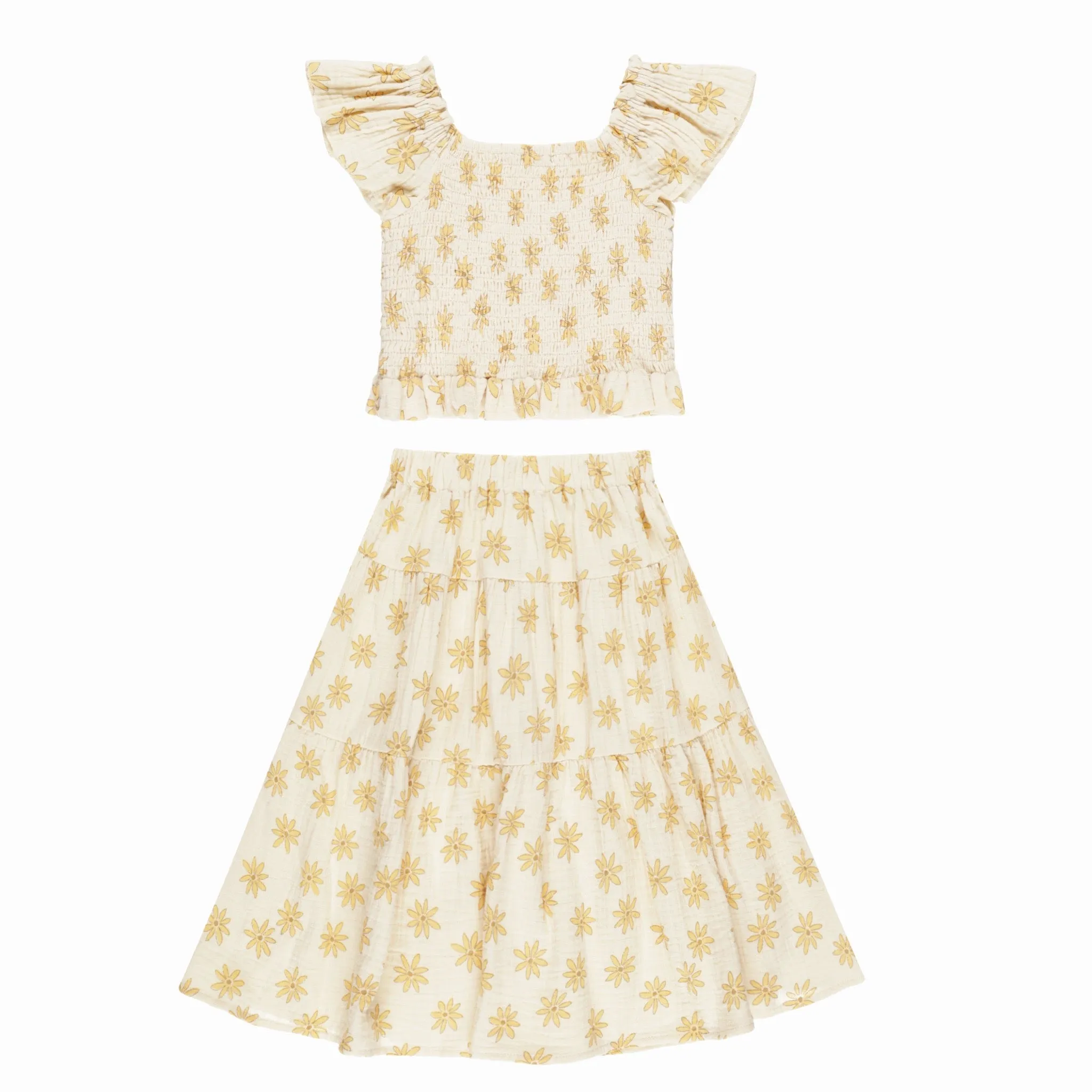 RYLEE   CRU- Daisies Zayla Top & Tiered Midi Skirt Set