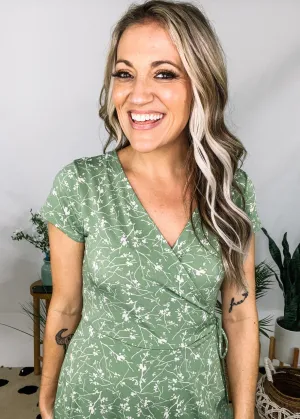 Sage Ditsy Floral Midi Dress