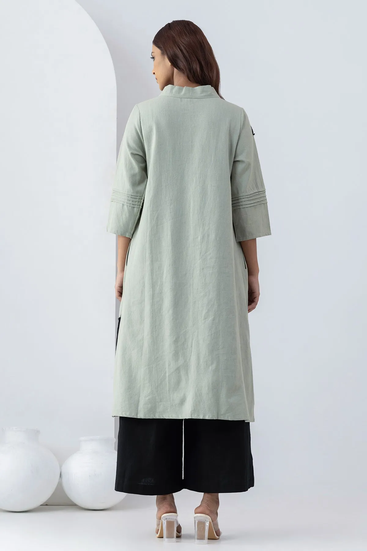Sage Green Patchwork Tunic Set