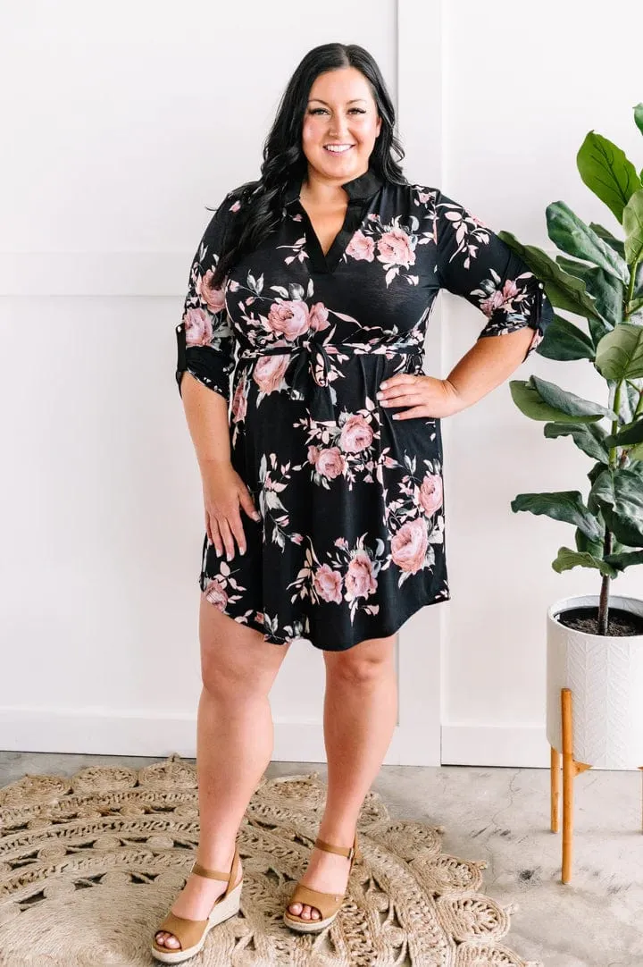 SALE- Gwendolyn Gabby Style Black Floral Dress