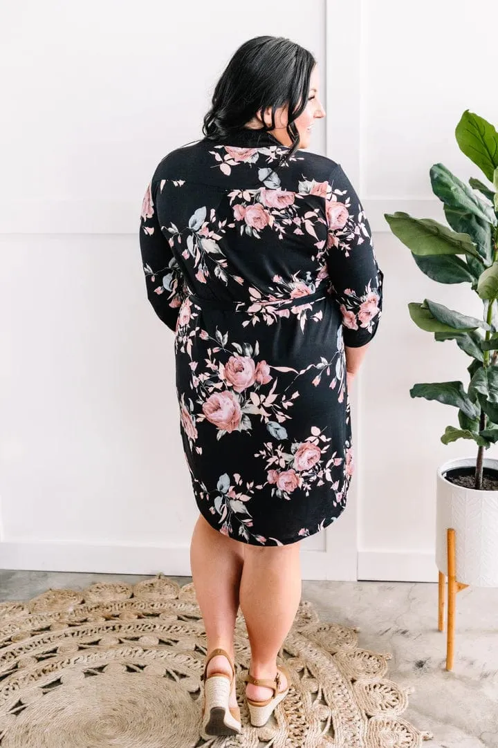 SALE- Gwendolyn Gabby Style Black Floral Dress