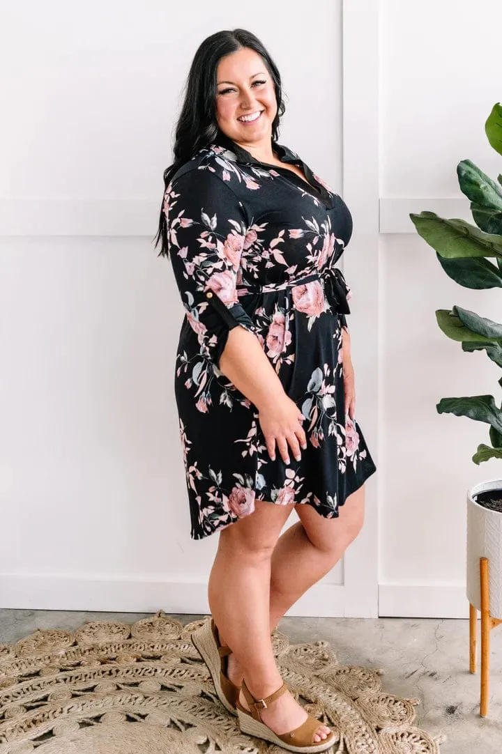 SALE- Gwendolyn Gabby Style Black Floral Dress
