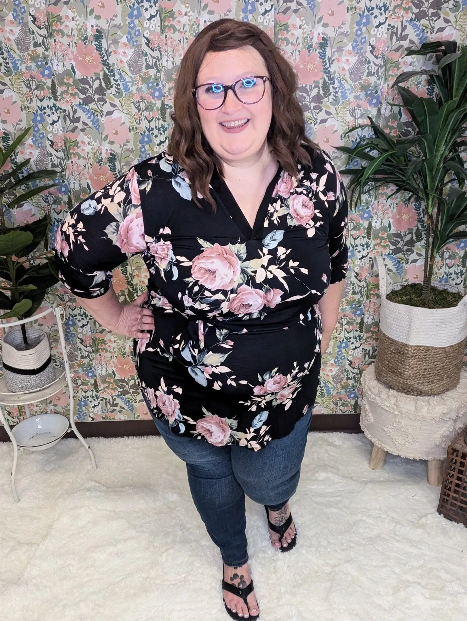 SALE- Gwendolyn Gabby Style Black Floral Dress