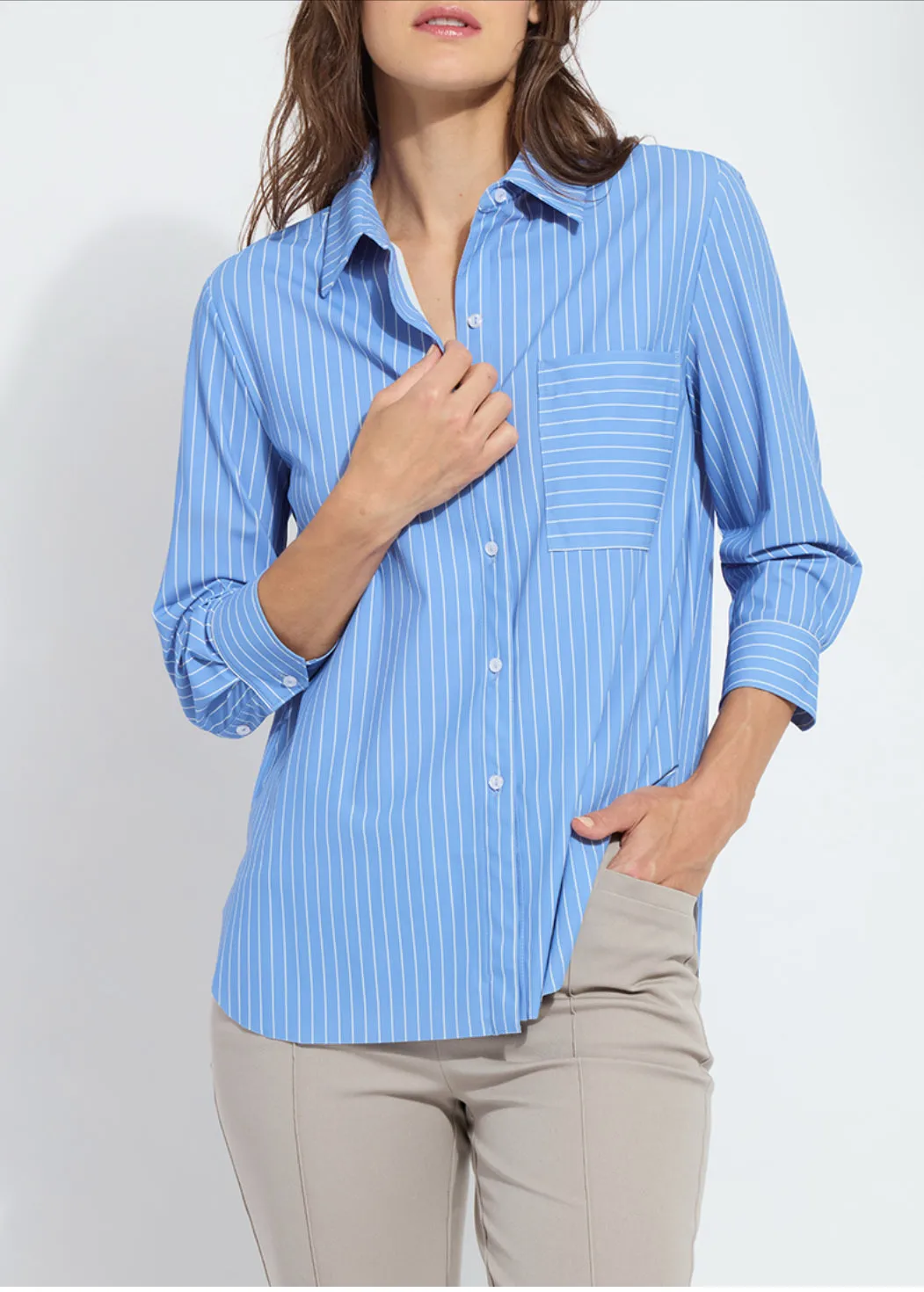 Schiffer Pinstripe 3/4 Sleeve Blouse
