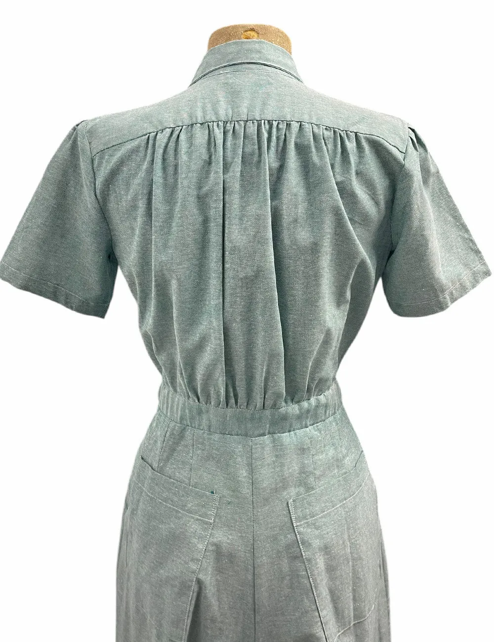 Scout Teal Cotton Chambray 1940s Pacific Coveralls
