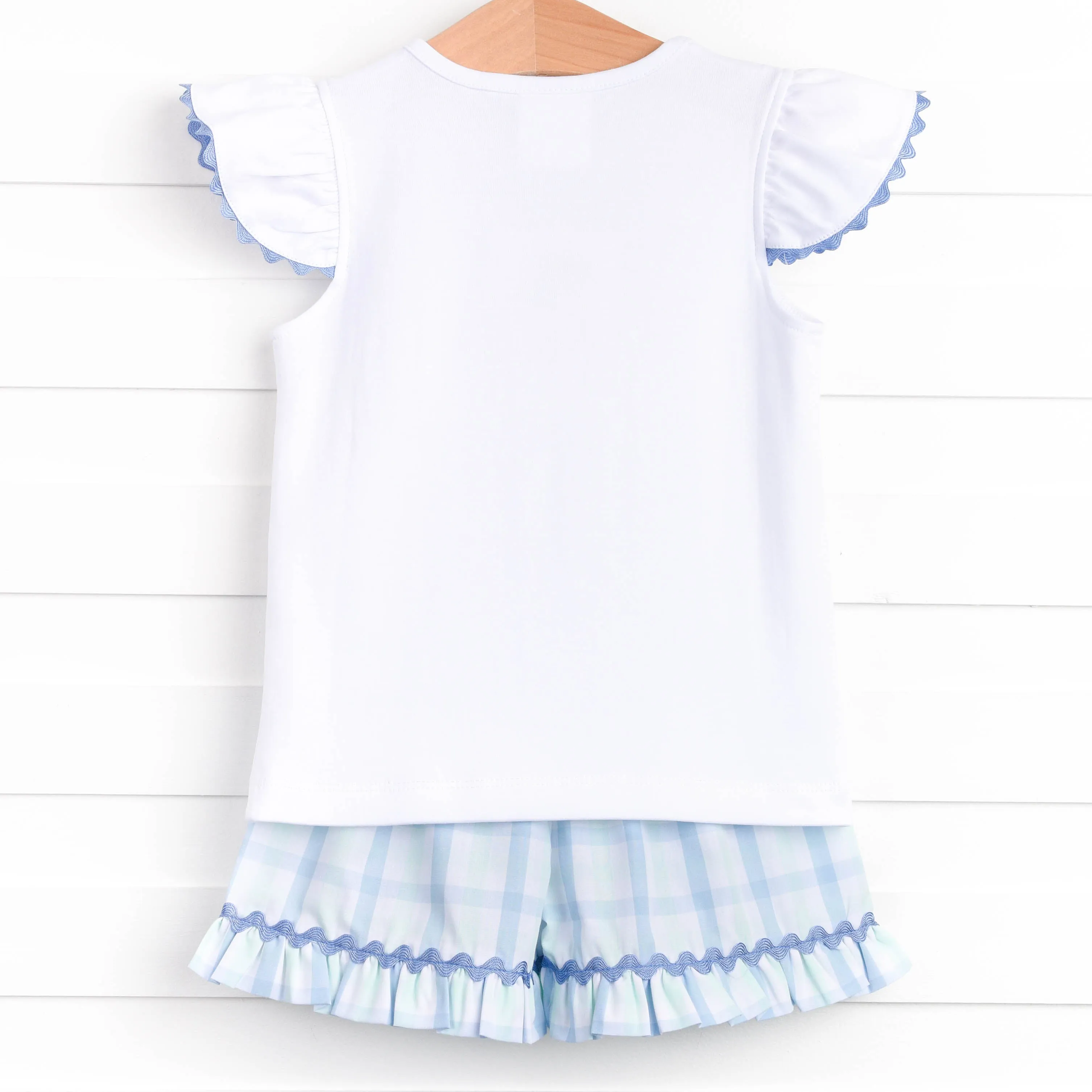 Seaside Shuffle Smocked Ruffle Short Set, Blue