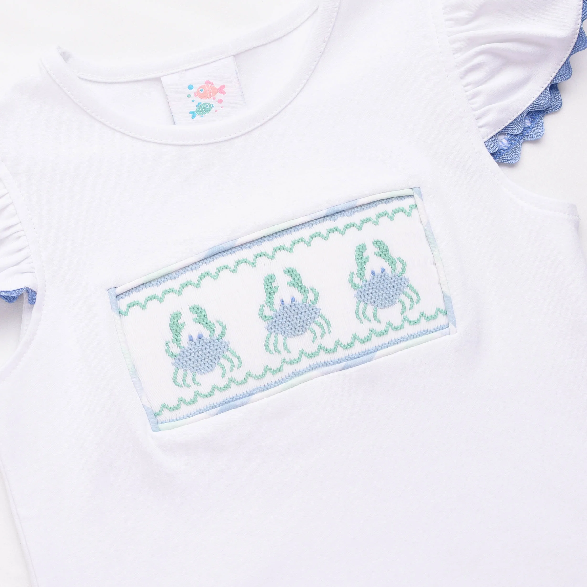 Seaside Shuffle Smocked Ruffle Short Set, Blue