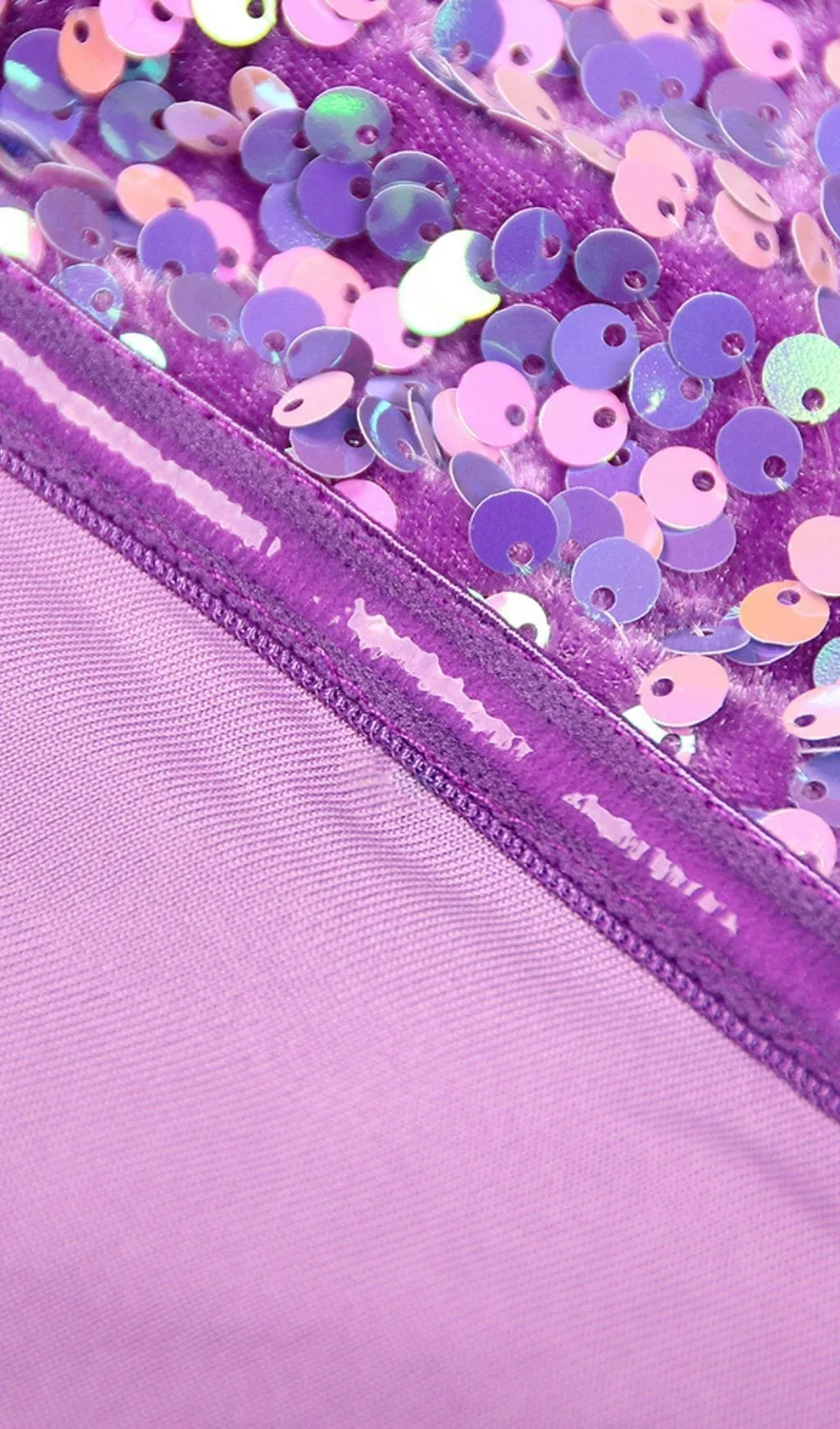 SEQUIN STRAPLESS MIDI DRESS IN PURPLE
