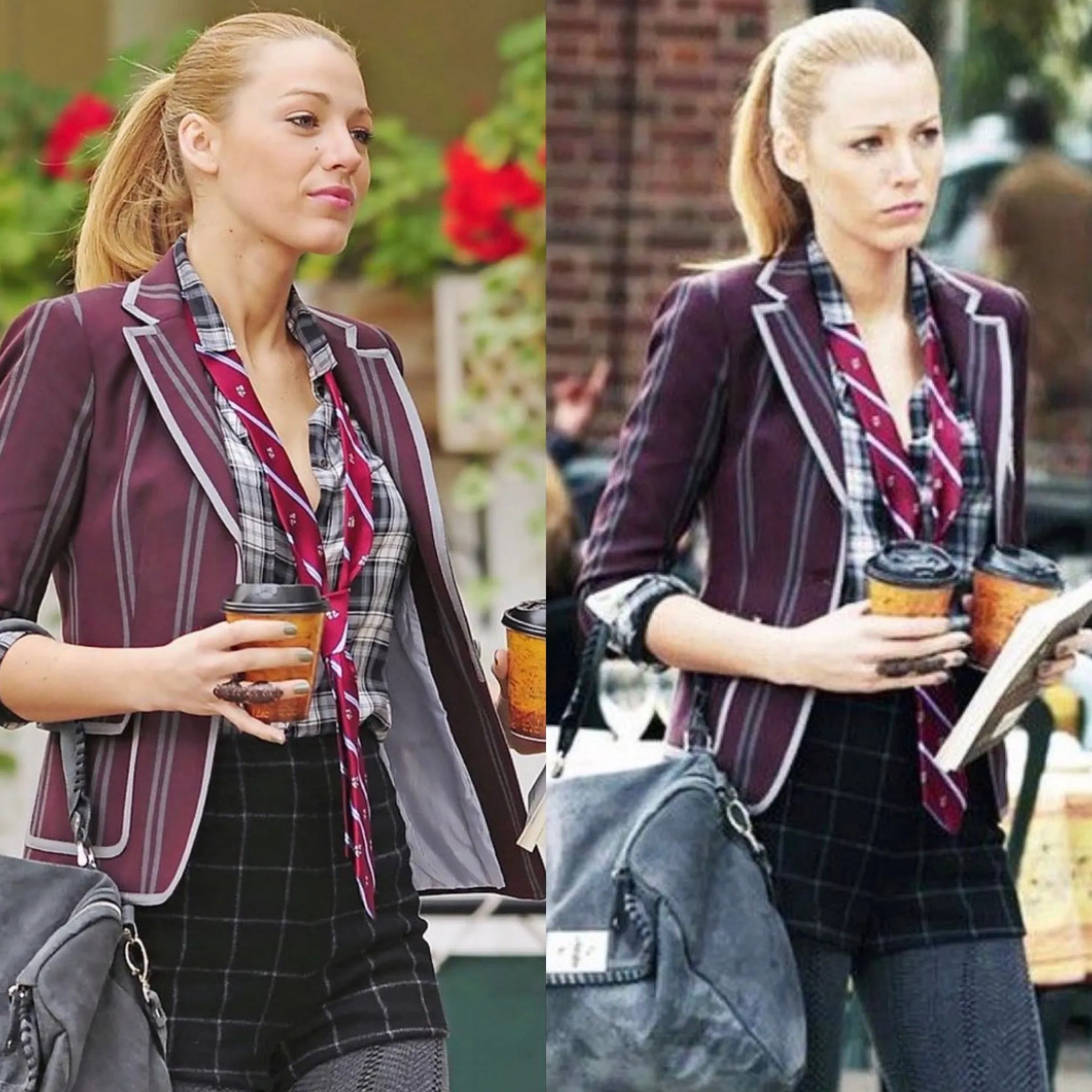 Serena van der Woodsen's Joie "Buella" Black Windowpane Plaid Shorts 12 (8)