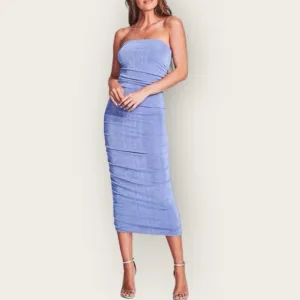 SER.O.YA NWT Martha Strapless Midi Periwinkle Blue Dress Size Small
