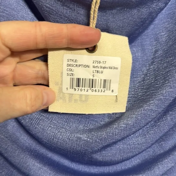 SER.O.YA NWT Martha Strapless Midi Periwinkle Blue Dress Size Small