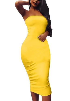 Share  The Love Strapless Yellow Dress