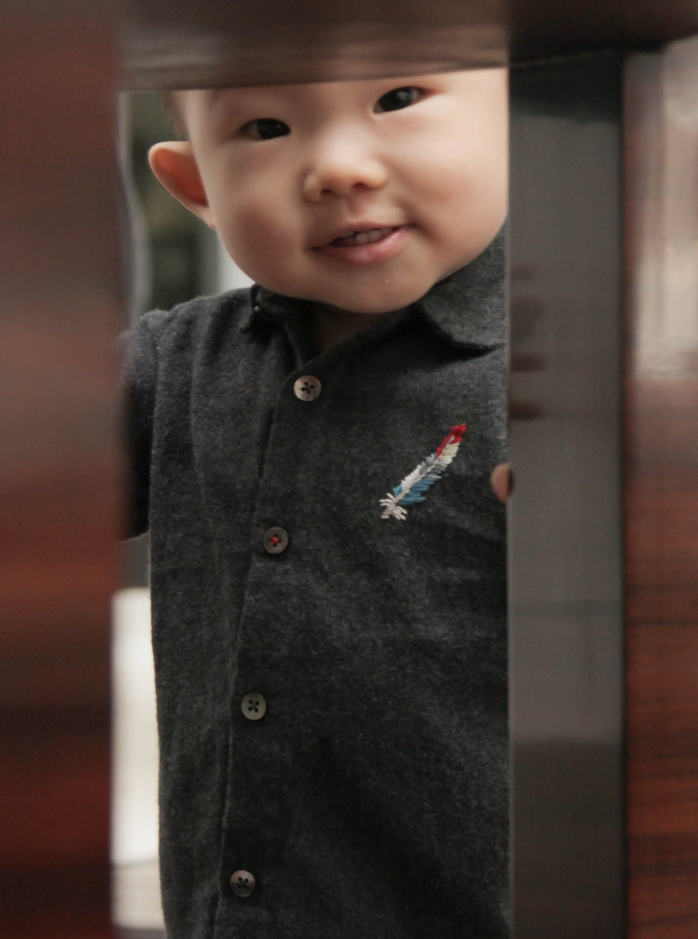 Short Sleeve Feather Shirt, Anthracite